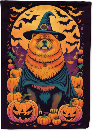 Vista 29 de Caroline's Treasures DAC1466GF - Bandera decorativa para jardín de Halloween de Affenpinscher Witchy para jardín, decoración para patio exterior