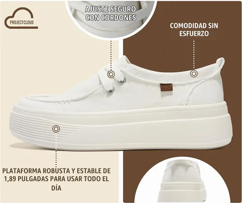 Vista 3 de Project Cloud Canvas Platform Loafers for Women Boat Shoes for Women (Dana)