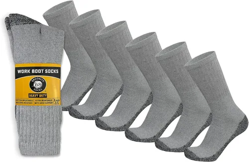 Vista 8 de Calcetines de algodón de trabajo con punta de acero resistente para hombre, calcetines gruesos de triple acolchado cálido 3 Pares Negro