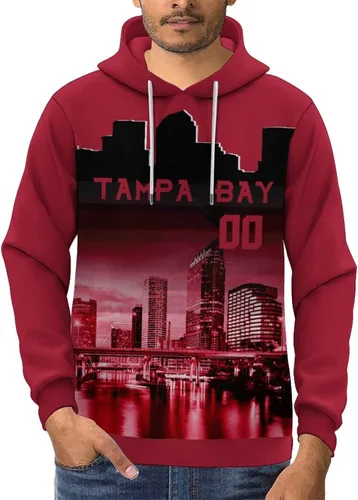 Vista 32 de Custom Football Hoodies City Night Skyline Personalized Sweatshirt Name Number Fan Gift Pullover for Men Women Youth