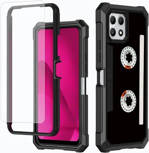Vista 77 de Funda para T-Mobile Revvl 7 de 6.6 pulgadas con protector de pantalla, policarbonato duro de doble capa resistente y TPU suave a prueba de golpes