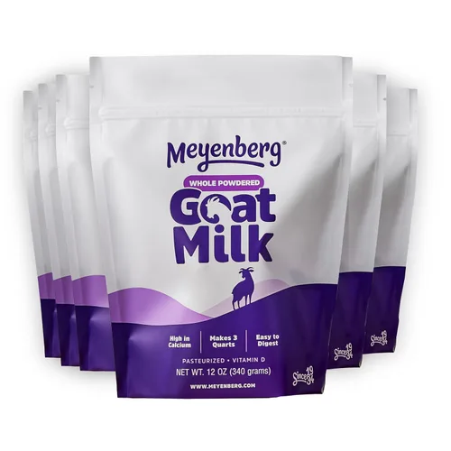 Vista 8 de Meyenberg Leche entera de cabra en polvo, bolsa de 12 onzas, Kosher, sin gluten, vitamina D, 1 paquete