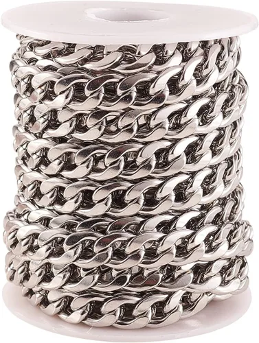 Vista 11 de LiQunSweet Cadenas sin terminar de acero inoxidable de 32.8 ft (32.8 pies) para fabricación de joyas y manualidades, 0.020 in
