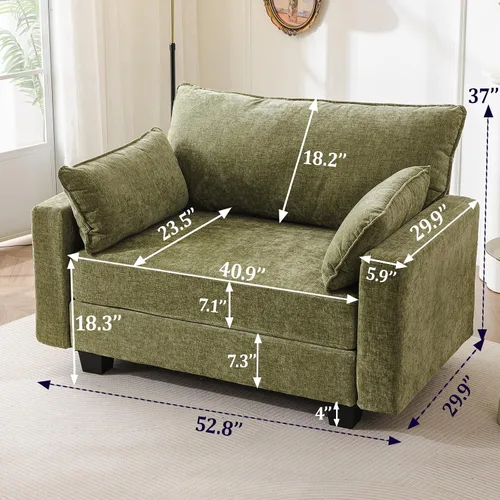 Vista 7 de Sofá de dos plazas de 53'' con almacenamiento en todos los asientos, sofá seccional modular con asiento profundo, cómodo sofá de gran