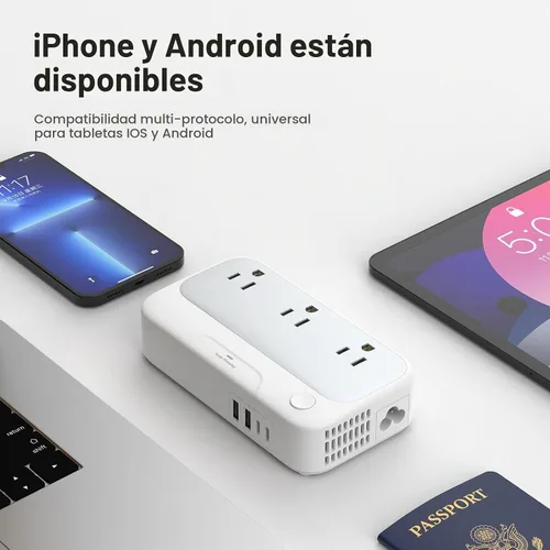 Vista 5 de Convertidor de voltaje universal EE.UU. a Europa, combo convertidor de viaje de 220 V a 110 V, adaptador europeo de reducción de voltaje de 250 W