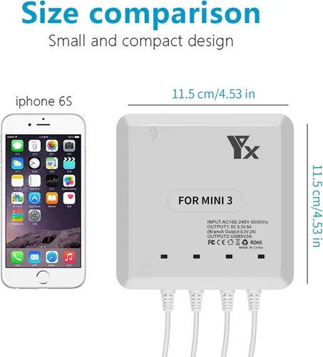 Vista 7 de Cargador de batería para DJI Mini 4 y Mini 3 Pro Drone, concentrador de carga múltiple rápida 6 en 1, carga simultánea 4