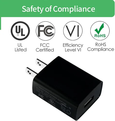 Vista 4 de Cable de carga de pared micro USB de 5 V, adaptador de alimentación de CA a CC con cable de alimentación de 9.8 ft de 10 pies para cámara