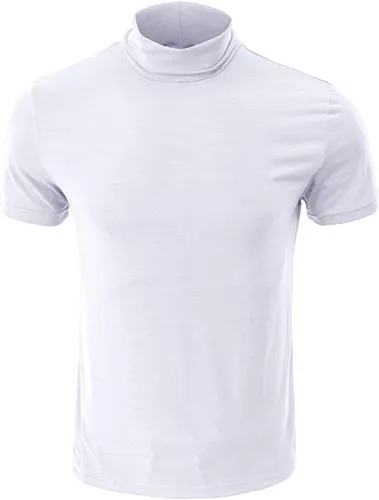 Vista 3 de Camiseta de cuello alto falso para hombre, de manga larga, diseño básico, elástica, ligera