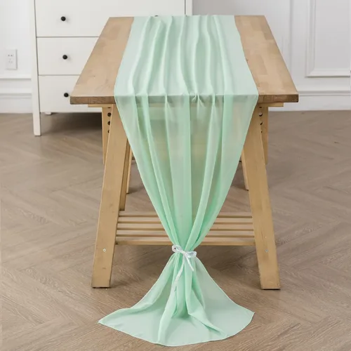 Vista 31 de Paquete de 2 caminos de mesa de gasa de 10 pies de 29 x 120 pulgadas, camino de mesa romántico transparente para boda, fiesta de cumpleaños
