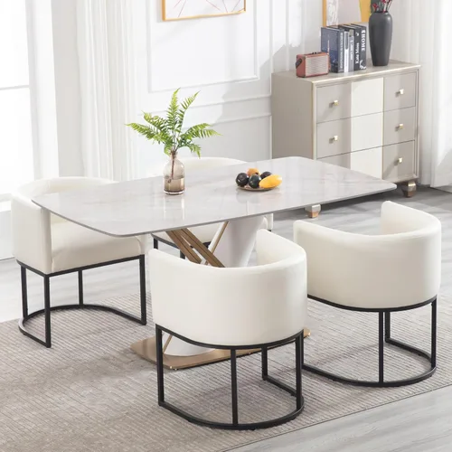 Vista 38 de RIVOVA - Silla tapizada para comedor, silla lateral moderna de barril, sillas tapizadas para comedor, silla cómoda para cocina, silla lateral