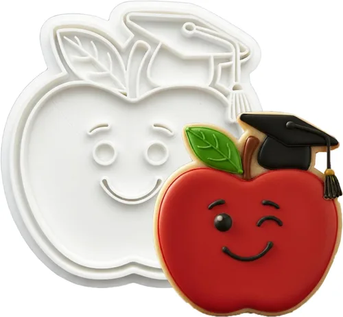 Vista 8 de Juego de cortador de galletas de regreso a clases con sellos de émbolo, 11 piezas, regalos de cocina, cumpleaños, vacaciones, ácido poliláctico 3D