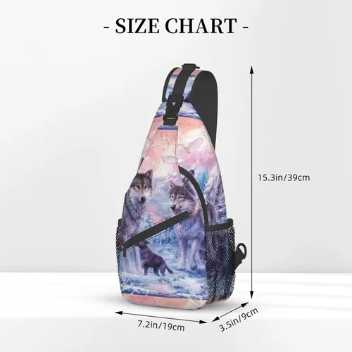 Vista 3 de PSVOD Bolsos cruzados de la familia de los lobos, Bolsos de hombro de los hombres, Mochilas de hombro en el pecho, Bolsos de cintura, Bolsos