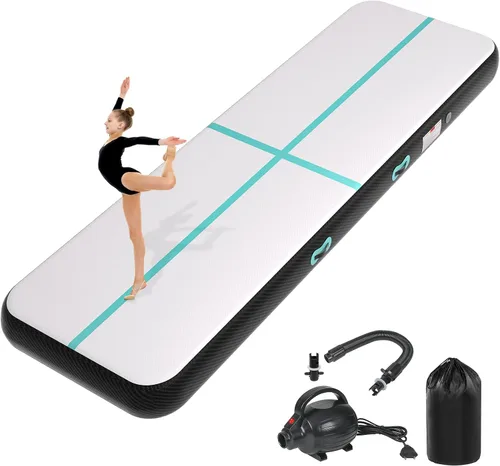 Vista 20 de Colchoneta inflable de gimnasia de 6, 10, 13, 16, 20 pies, 4/8 pulgadas de grosor, con bomba de aire eléctrica para uso doméstico, entrenamiento