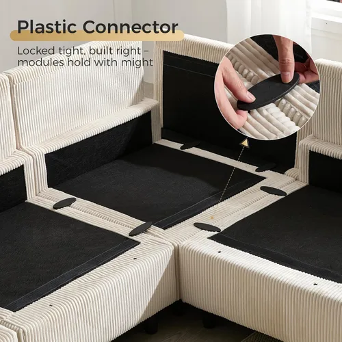 Vista 6 de KKL Sofá modular de 84 pulgadas, sofás de 3 plazas para sala de estar con almacenamiento, sofá modular de asiento profundo seccional, funda