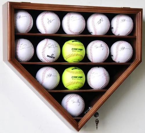 Vista 8 de sfDisplay,LLC. 14 Softball Display Case Cabinet Wall Rack Home Plate Shaped w/UV Protection negro (Black Finished)