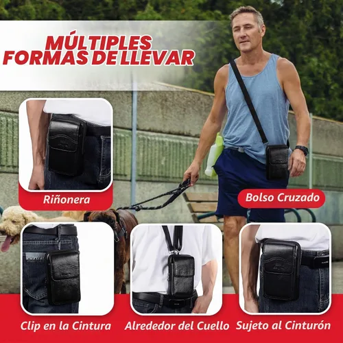 Vista 6 de Funda de cuero genuino para teléfono compatible con iPhone 16 Pro Max 15 Pro Max 14 Pro Max 13 Pro Max Samsung Galaxy S25 Ultra S24 Ultra Bolsa