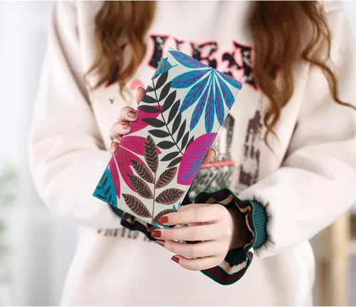 Vista 165 de HUA ANGEL Billetera ultra delgada para mujer, con bloqueo RFID, tarjetero de crédito, plegable, largo, hebilla magnética, billete para mujer, Owl