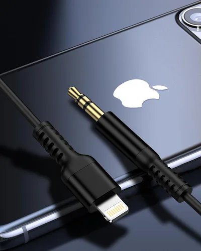 Vista 2 de Cable auxiliar para iPhone, cable de audio Lightning de 3.5mm con espiral, cable auxiliar macho certificado MFi de Apple para iPhone 14 Pro Max 13