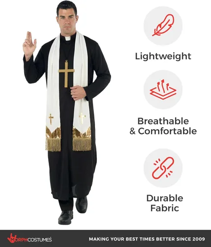 Vista 7 de Morph, Disfraz de sacerdote para hombre, traje de sacerdote, disfraces