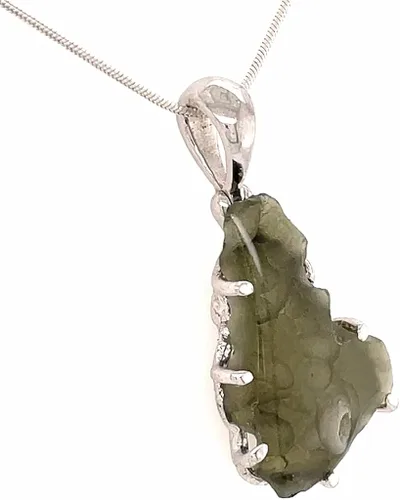 Vista 4 de Collar con colgante de Moldavita pulido por Stones Desire