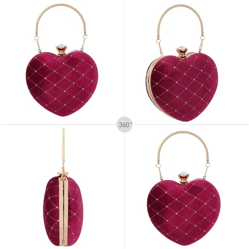 Vista 2 de Reberomantic Bolso de noche en forma de corazón Bolso de embrague de terciopelo Bolso de noche sólido