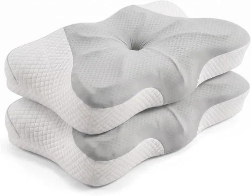 Vista 16 de Almohada cervical ergonómica para el cuello, almohada de espuma viscoelástica para aliviar el dolor, almohadas ortopédicas de cama con soporte
