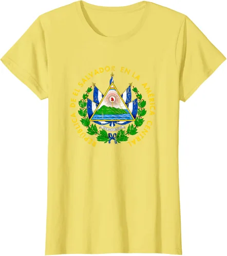 Vista 41 de Escudo de armas de El Salvador Salvadoran Distressed Design T-Shirt