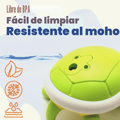 Vista 8 de Sizobi Juguetes de Baño para Bebés, Juguete de Baño de Tortuga Recargable con Rociador para Niños Pequeños con 5 Anillos, Juguete de Rociador