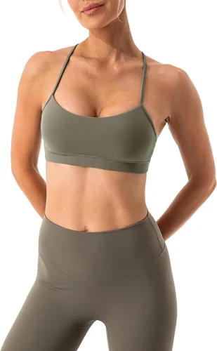 Vista 4 de Lavento Brasier deportivo con espalda en Y para mujer, tirantes delgados, acolchado de bajo impacto, para entrenamiento, yoga, tops