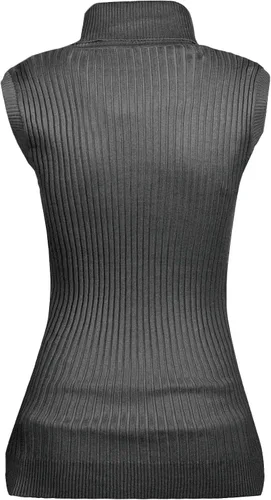 Vista 2 de v28 - Suéter elástico y tejido, con cuello alto y sin mangas para mujer