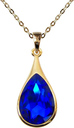 Vista 23 de Navachi Collar con colgante de circón en forma de pera con gota de agua chapada en oro de 18 quilates 16 "+2" Negro