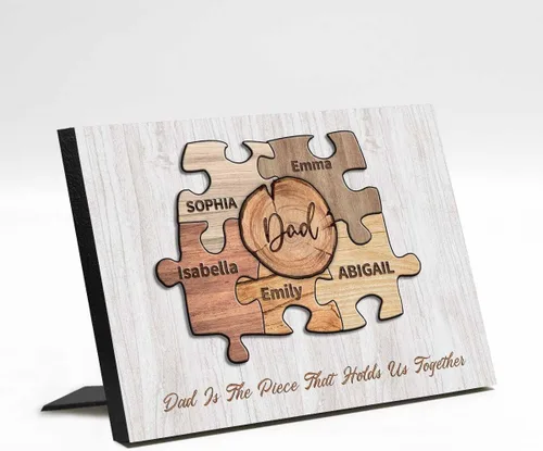 Vista 24 de InterestPrint Panel de fotos personalizado para papá y nombre para exhibición de mesa, Papá te amamos más que todas las estrellas en el cielo, marco