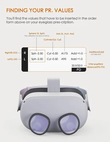 Vista 6 de Amavasion Glasses Lens Insert Compatible with MetaOculus Quest 2 Amavasion VR Glasses Customized Easy-to-Install Frame Plus Lens Combination