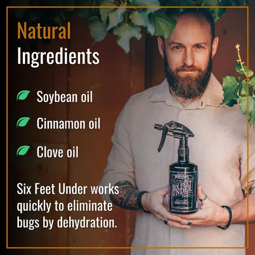 Vista 4 de Dr. Killigan's Six Feet Under Plant Powered Insect Killer Spray Control natural de plagas de interior Pulgas, polillas de despensa y ropa