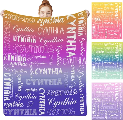 Vista 21 de Manta personalizada con nombre para niños, niñas, niños, niñas, manta personalizada con nombre para adultos, hombres y mujeres, mantas de bebé