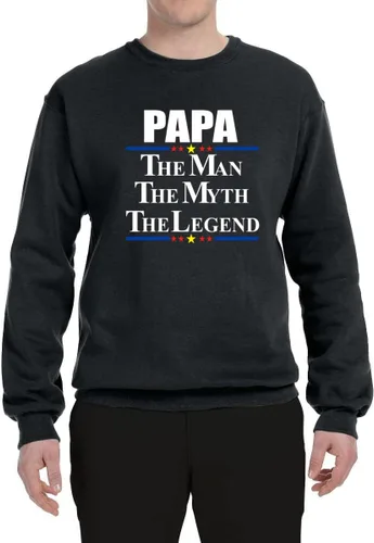 Vista 2 de Wild Bobby Papa The Man Myth Legend Funny Gift Idea Father's Day Unisex Crewneck Sweatshirt Negro