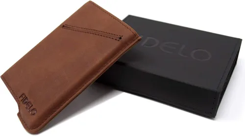 Vista 4 de Fidelo Funda de cuero para hombre de fibra de carbonoaluminio para hombres - Funda de cuero Crazy Horse Slim Wallets, perfecta funda minimalista