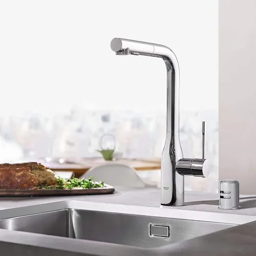 Vista 2 de Llave de baño de gran pico, 1 manija Essence en níquel cepillado InfinityFinish, 30271000
