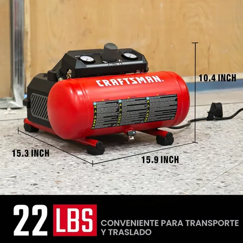 Vista 3 de CRAFTSMAN Compresor de aire portátil sin aceite de 1.5 galones 3/4HP 135PSI
