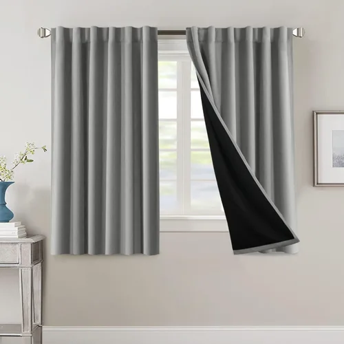 Vista 125 de H.VERSAILTEX Cortinas 100% opacas para dormitorio con forro negro, cortinas de oscurecimiento de habitación completa, con aislamiento térmico