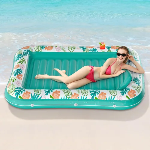 Vista 4 de stonful - Flotador inflable para piscina de 75 x 51 pulgadas, flotadores de piscina para adultos con almohada y soporte para tazas, 4 en 1, cama