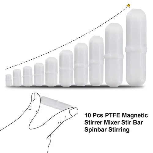 Vista 2 de 10pcs PTFE agitador magnético mezclador agitador barra spinbar color blanco