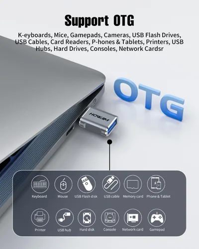 Vista 4 de Paquete de 10 adaptadores USB C a USB, adaptador USB C macho a USB 3.2 hembra OTG, transferencia de datos de 10 Gbps de carga rápida para teléfono