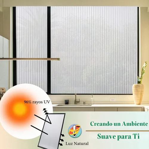 Vista 4 de Película de privacidad para ventana, diseño de rayas, no adhesiva, esmerilada, adherencia estática, esmerilada, para ventana, bloqueador solar Rayas