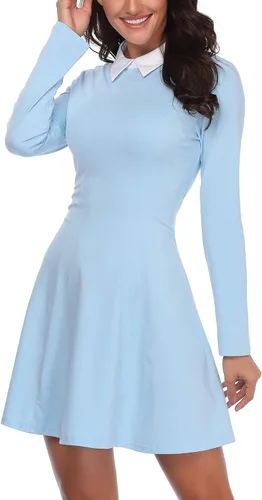 Vista 2 de FENSACE - Vestido de manga larga para mujer con cuello de Peter Pan