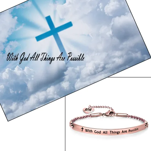 Vista 6 de MYOSPARK Pulsera de joyería religiosa Mateo de 1926 pulgadas con Dios All Things are Possible