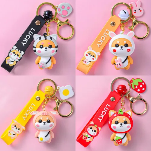 Vista 3 de Fuqimanman2020 Lindo llavero de anime Kawaii Shiba Inu colgante de animal llavero regalo de Año Nuevo para mujeres, hombres, niñas y niños