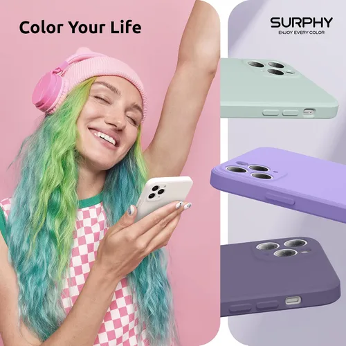 Vista 7 de SURPHY Funda de diseño para iPhone 11 Pro Max con protección para cámara, diseño de borde recto, silicona líquida delgada, piedra