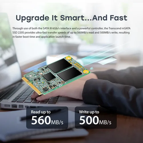 Vista 4 de Transcend MSA220S mSATA III SSD de 64 GB, caché SLC Unidad interna de estado sólido, corrección de errores LDPC ECC, compatible con computadora