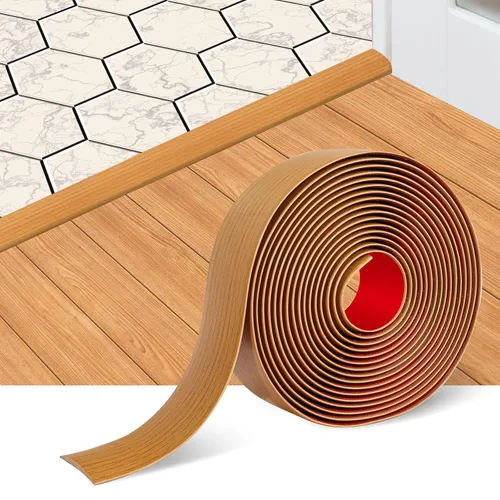 Vista 10 de Tira de transición de suelo, tiras autoadhesivas para suelos laminados, tira divisora plana de vinilo, diseño elegante de grano de madera